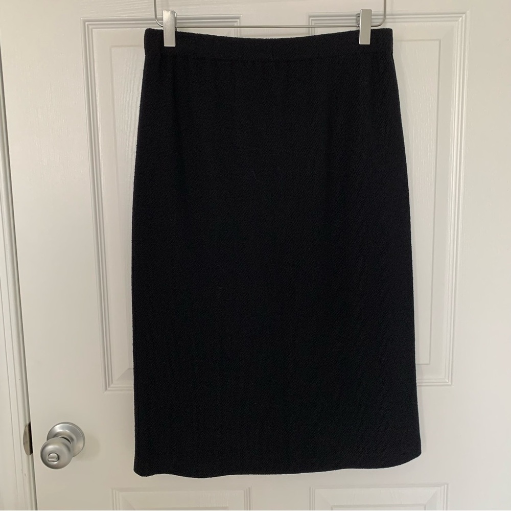 St John Collection Wool Blend Knit Midi skirt Buttoned slit